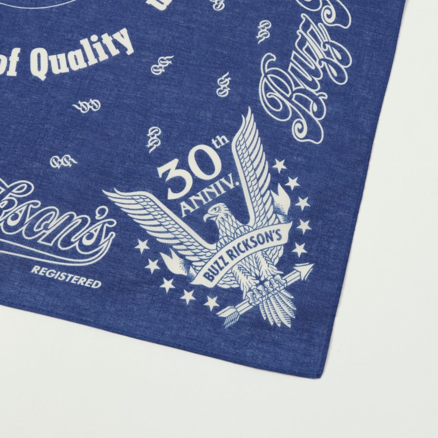 Accessories Buzz Rickson's | Buzz Rickson'S 30Th Anniversary Bandana - Navy Blue