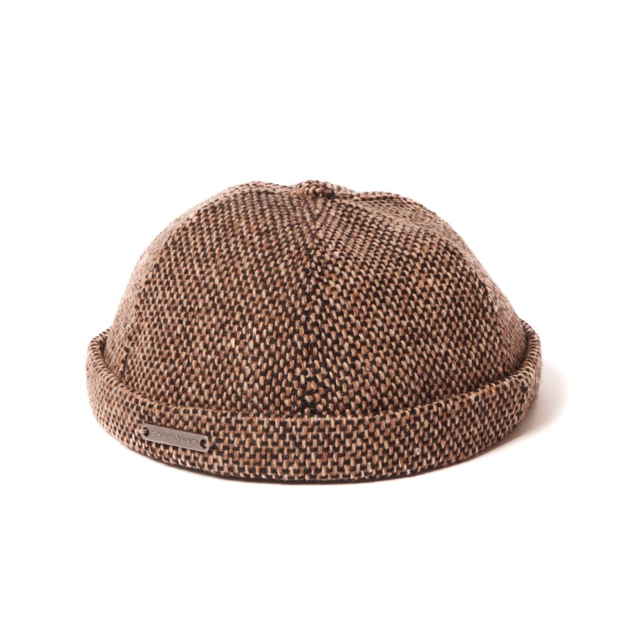 Accessories Crown Cap | Crown Cap 1-011Fp Wool Blend Donegal Beanie Cap - Brown Salt & Pepper