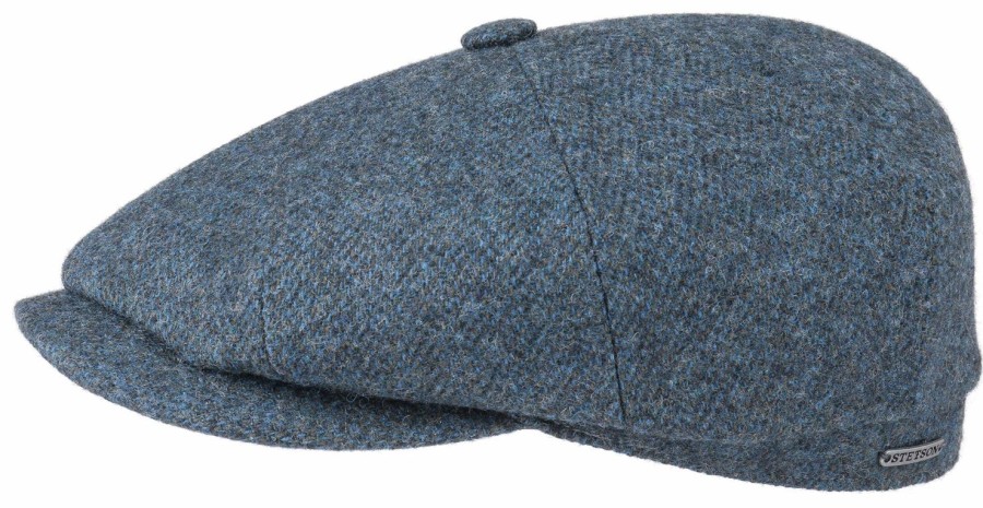 Accessories Stetson | Stetson 6840514-325 Hatteras Woolrich Herringbone Flat Cap - Blue/Grey