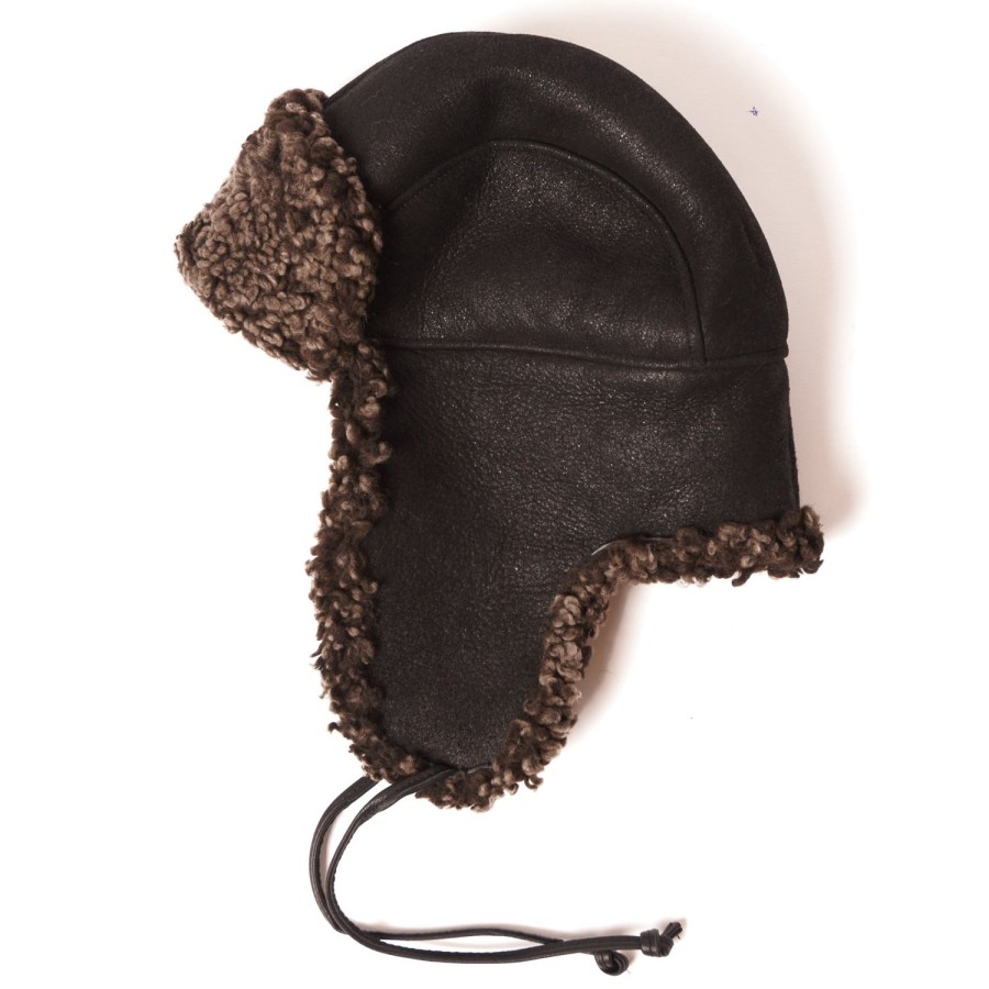 Accessories Crown Cap | Crown Cap 2-86319 'Cole' Shearling Aviator Cap - Frosted Black