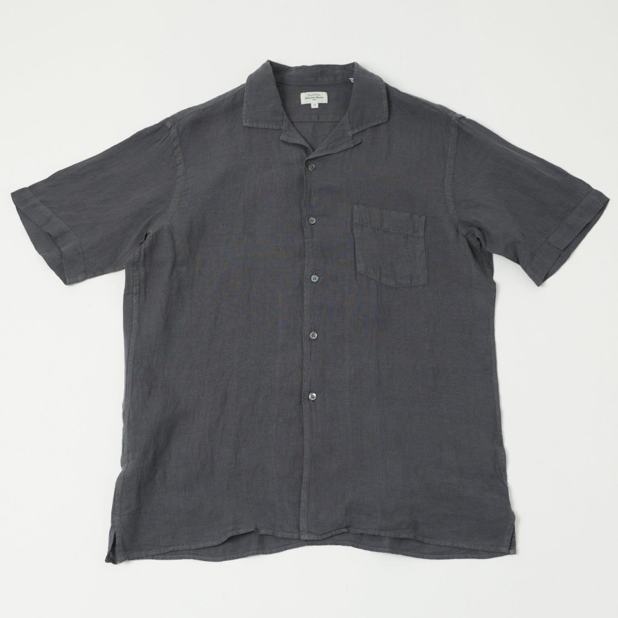 Clothing Hartford | Hartford Az04001 Linen Short Sleeve Shirt - Charcoal