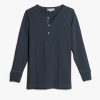 Clothing Merz b. Schwanen | Merz B. Schwanen 206 Long Sleeve Henley - Navy