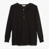 Clothing Merz b. Schwanen | Merz B. Schwanen 206 Long Sleeve Henley - Deep Black