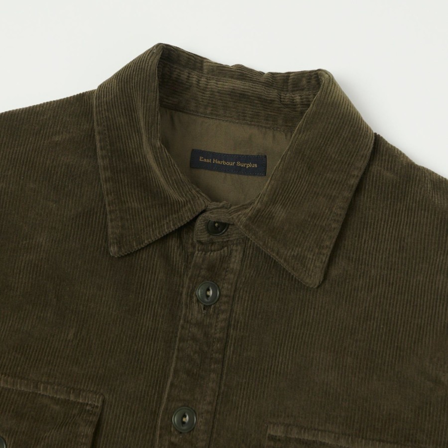 Clothing East Harbour Surplus | East Harbour Surplus 'Leonard' Corduroy Overshirt - Green