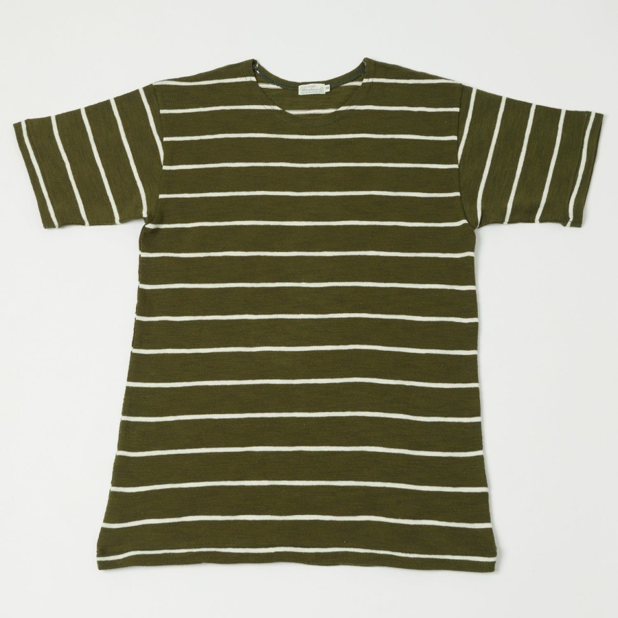 Clothing Warehouse & Co | Warehouse 4087 S/S Stripe Tee - Green/Off White