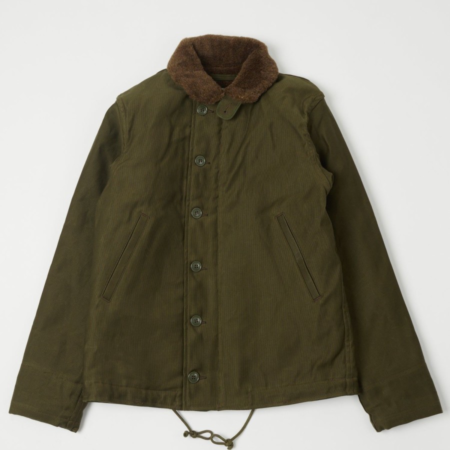 Clothing Freewheelers & Co | Freewheelers 2231005 Type N-1 Deck Jacket - Dark Khaki Green