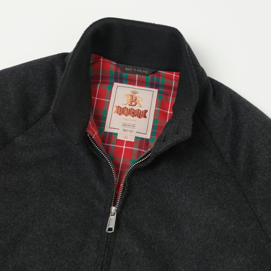 Clothing Baracuta | Baracuta G9 Melton Wool Harrington Jacket - Charcoal