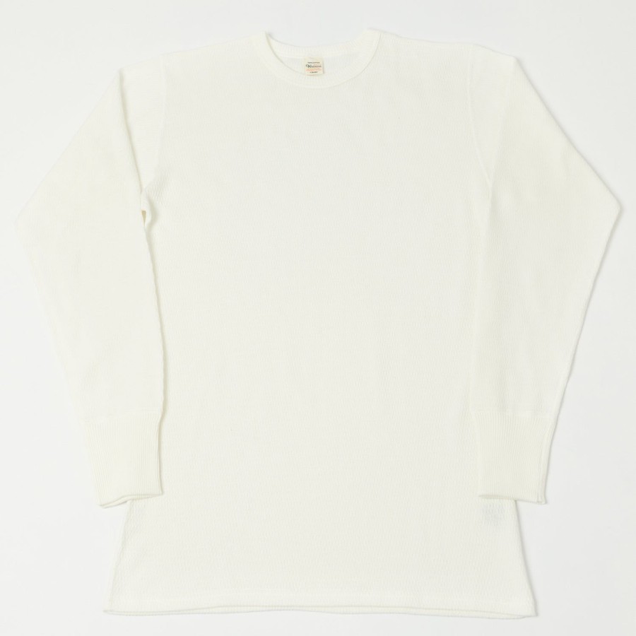 Clothing Warehouse & Co | Warehouse 5903 Ls Waffle Knit Crew Neck Tee - Off White