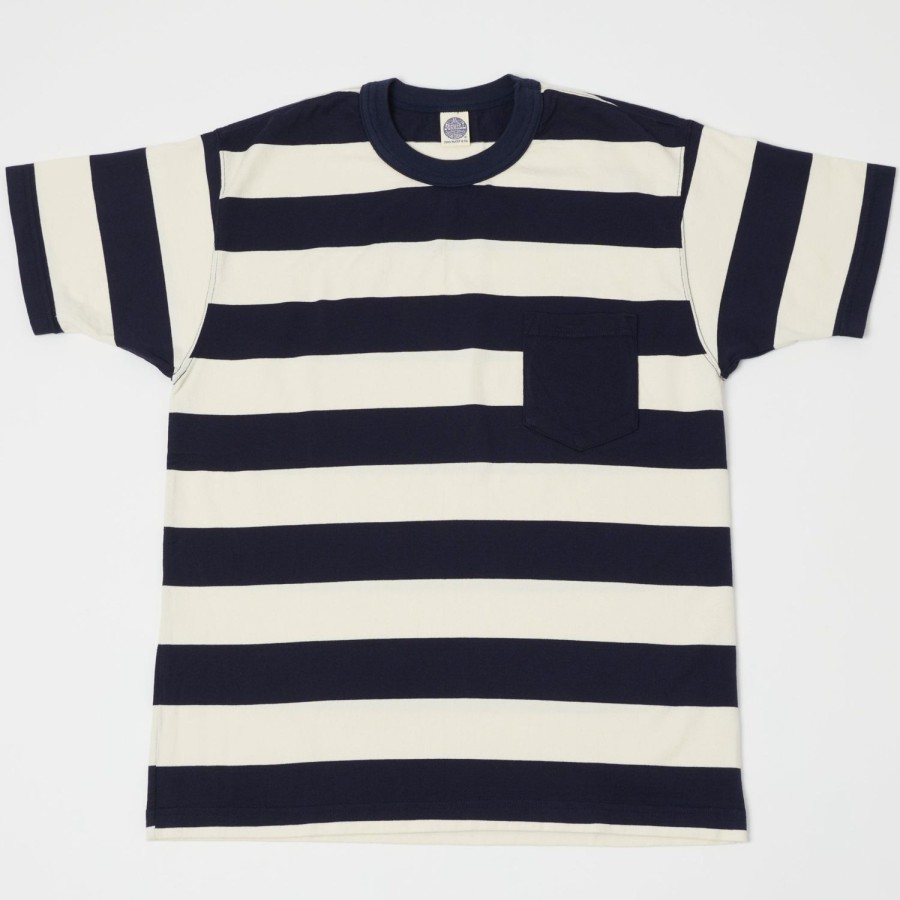 Clothing TOYS McCOY | Toys Mccoy Tmc2032 Bordered Stripe Pocket Tee - Ivory/Navy