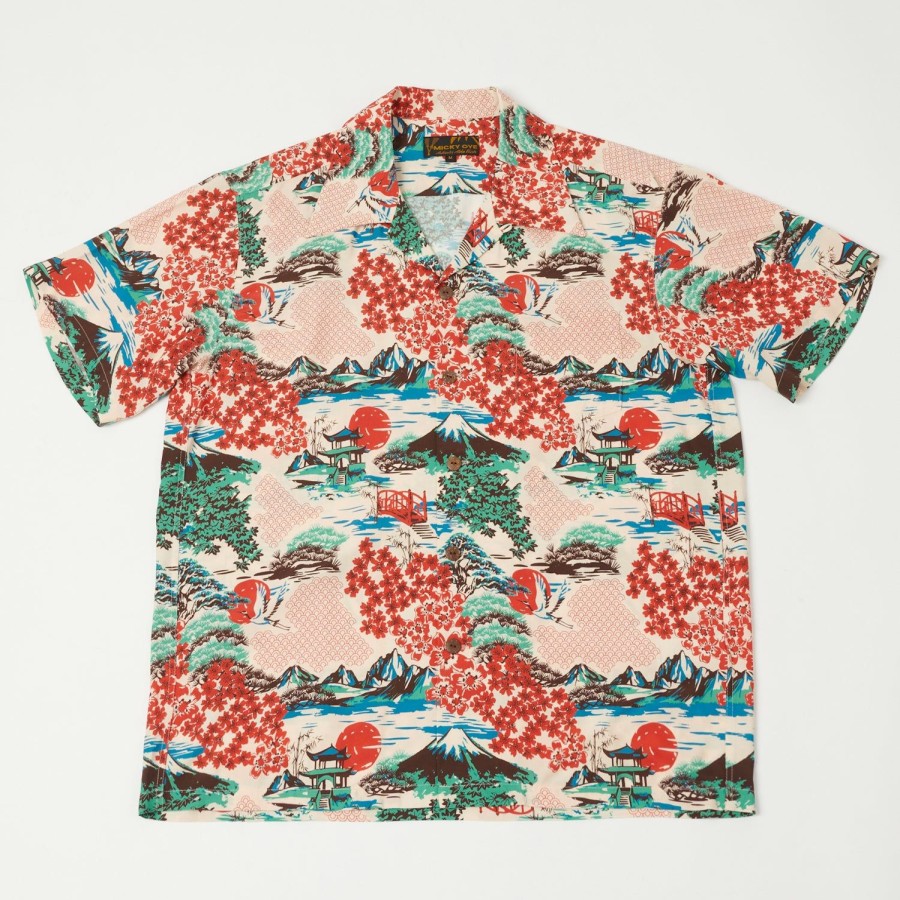 Clothing Micky Oye | Micky Oye 'The Land Of The Fujiyama' Aloha Shirt - Nature