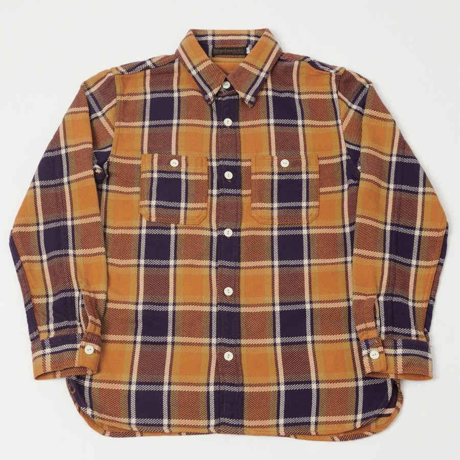 Clothing Full Count | Full Count 4070 Original Check Flannel Shirt - Dull Orange X Purple