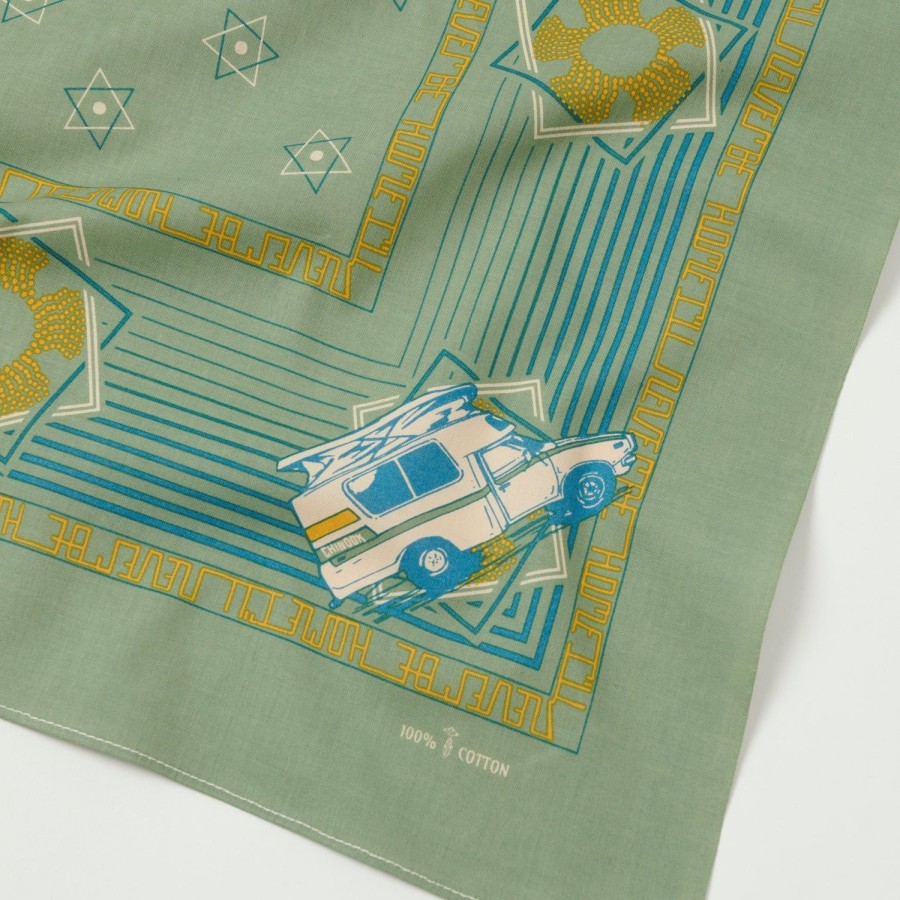 Accessories One Ear Brand | One Ear Brand 'Home I'Ll Never Be (Camping Car)' Bandana - Sage Green