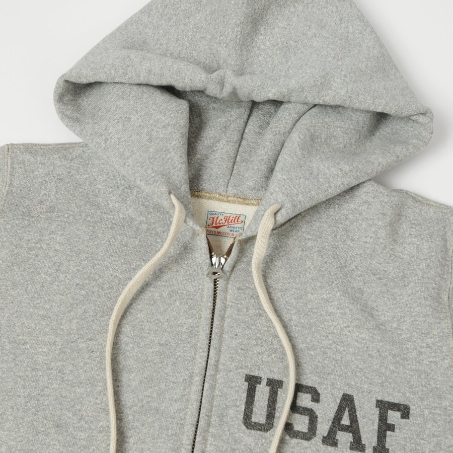 Clothing TOYS McCOY | Toys Mccoy Tmc2271 Usaf Print Zip Hoodie - Heather Grey