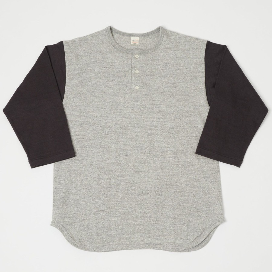 Clothing Warehouse & Co | Warehouse 4058 Baseball Henley - Heather Grey/Ash