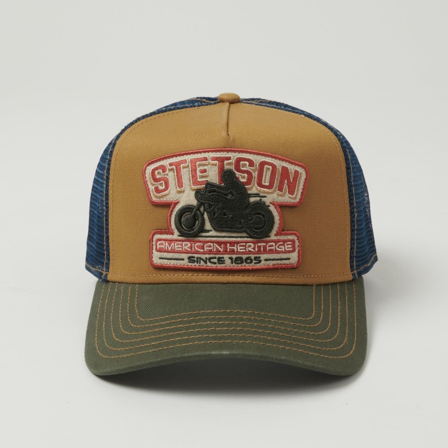 Accessories Stetson | Stetson 'Motorcycle' Trucker Cap - Tan/Blue