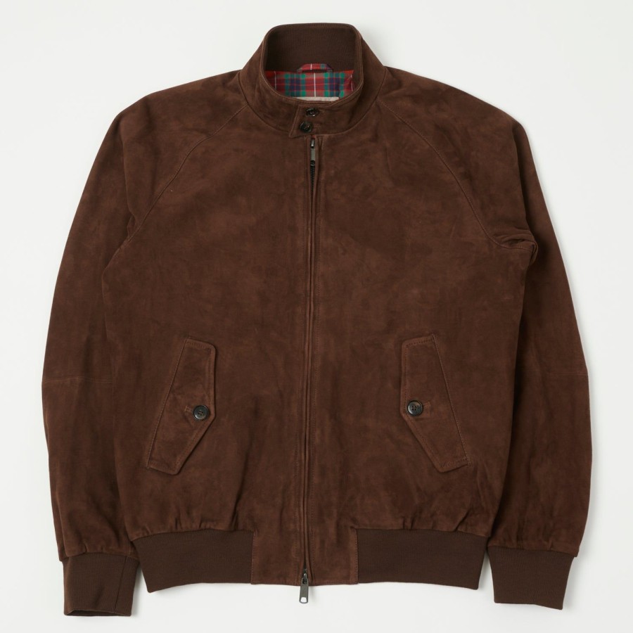 Clothing Baracuta | Baracuta G9 Suede Harrington Jacket - Chocolate