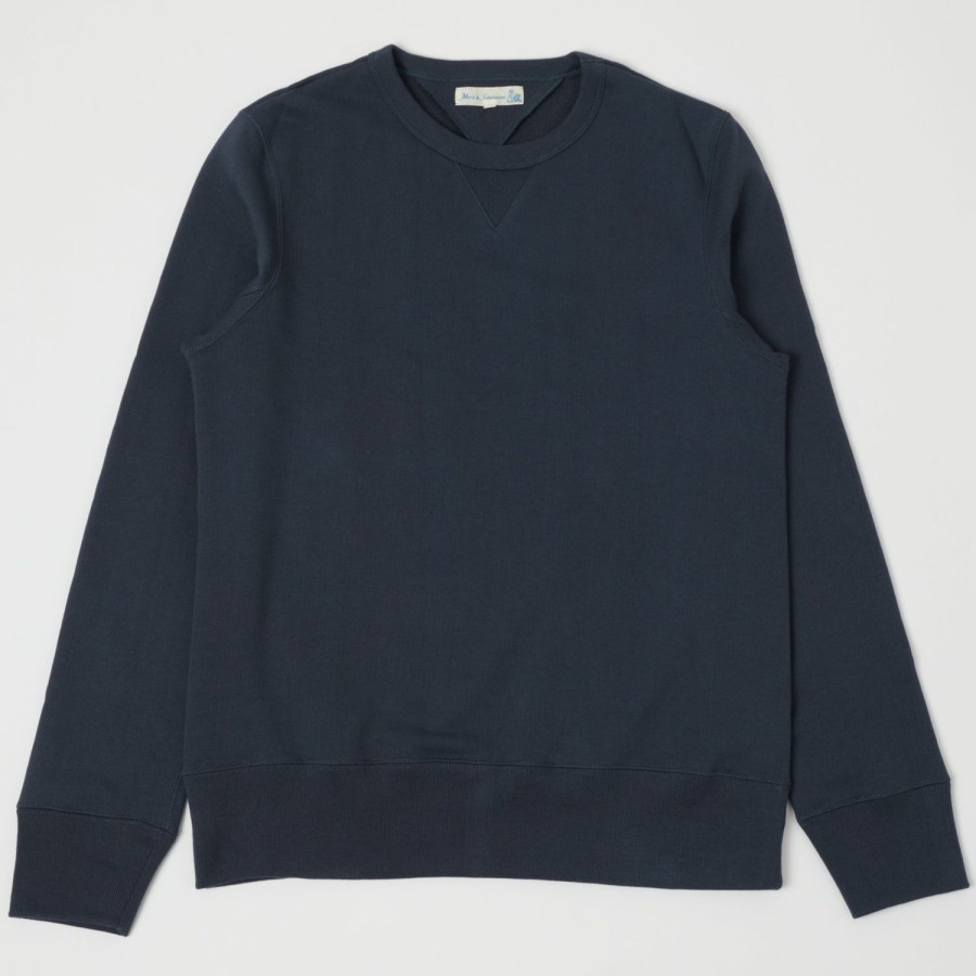 Clothing Merz b. Schwanen | Merz B. Schwanen 346 Crew Neck Sweatshirt - Navy