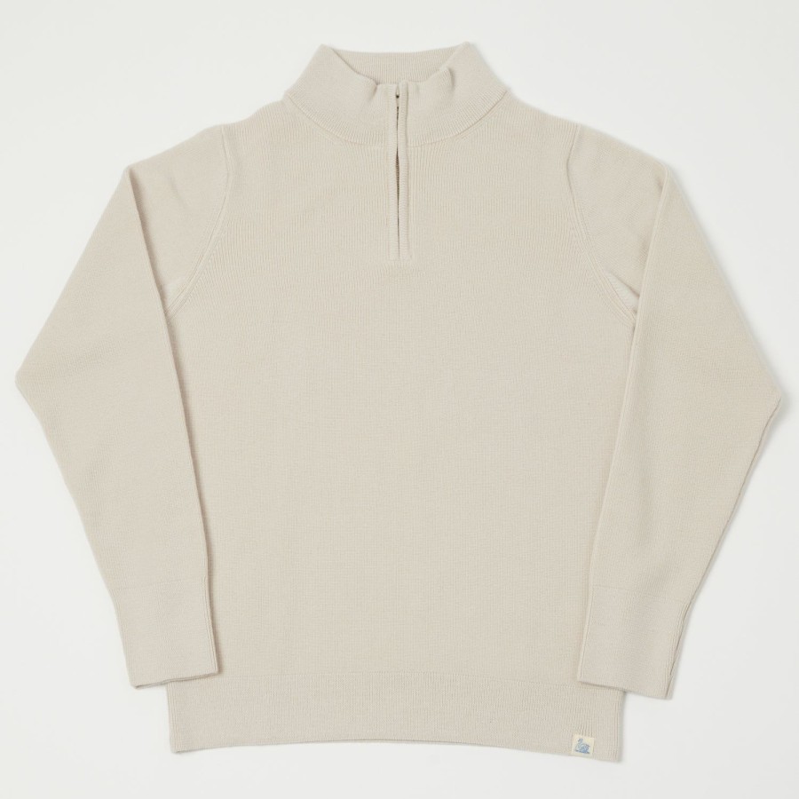 Clothing Merz b. Schwanen | Merz B. Schwanen Mwzp04 Zip Front Knit Pullover - Cashew