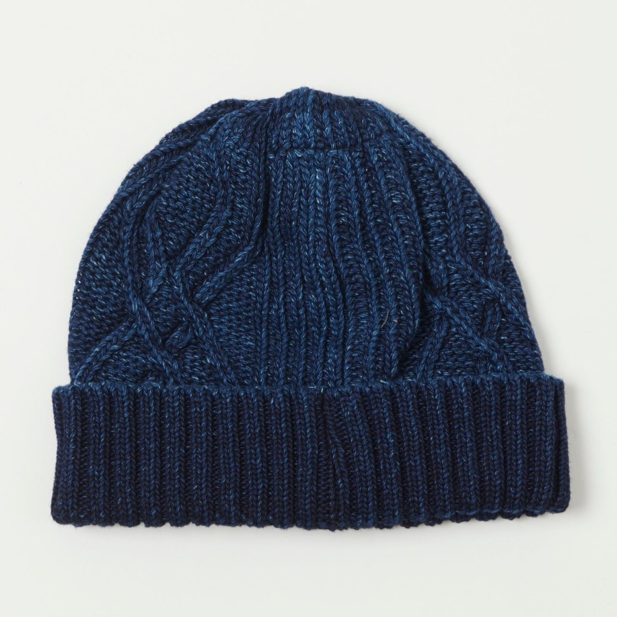 Accessories RoToTo | Rototo Aran Cable Cotton Watch Cap - Dark Denim