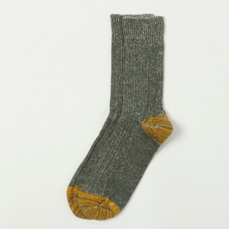 Accessories Merz b. Schwanen | Merz B. Schwanen W72 Merino Wool Socks - Army/Yellow