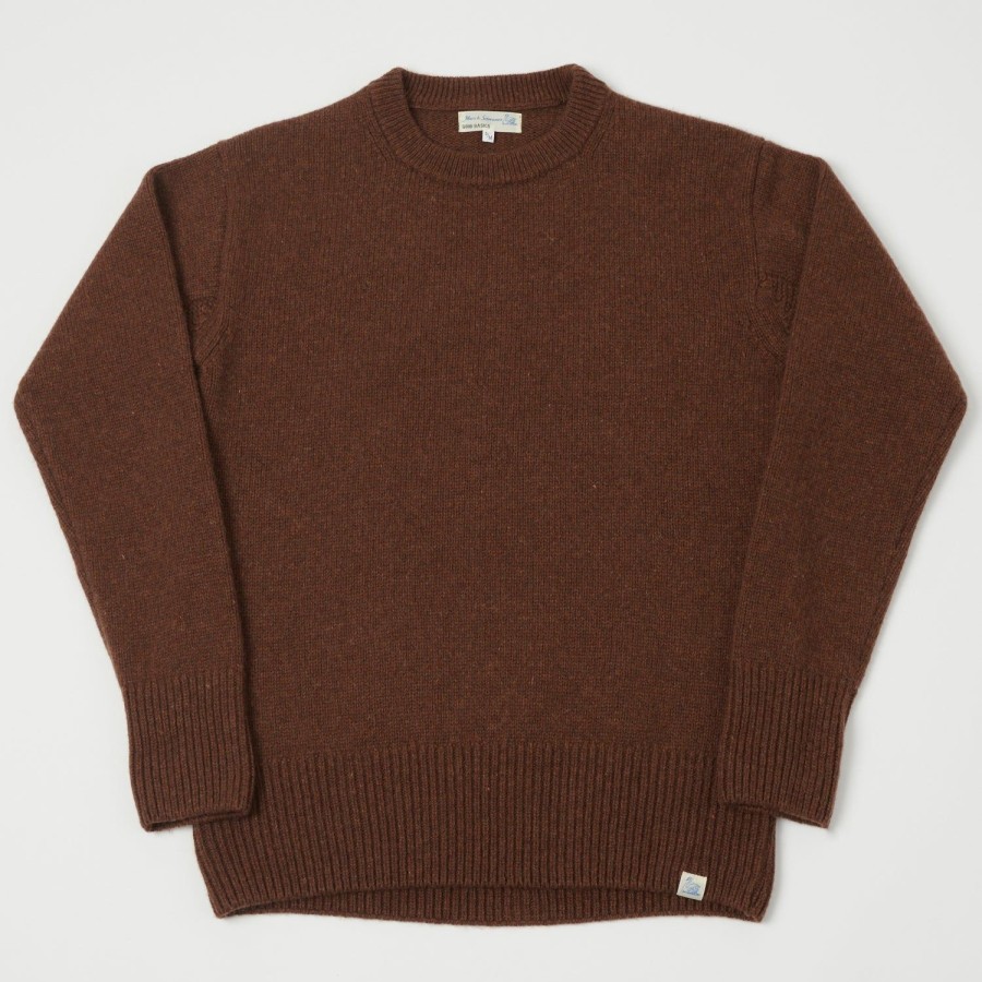 Clothing Merz b. Schwanen | Merz B. Schwanen Locc01 Knit Crew Neck Pullover - Chestnut