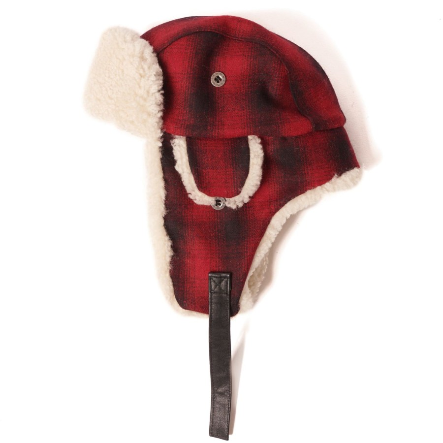 Accessories Crown Cap | Crown Cap 2-86327 Shearling Aviator Cap - Red/Black