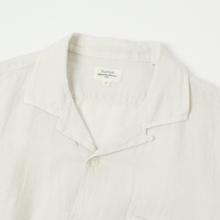 Clothing Hartford | Hartford Az04001 Linen Short Sleeve Shirt - Chalk