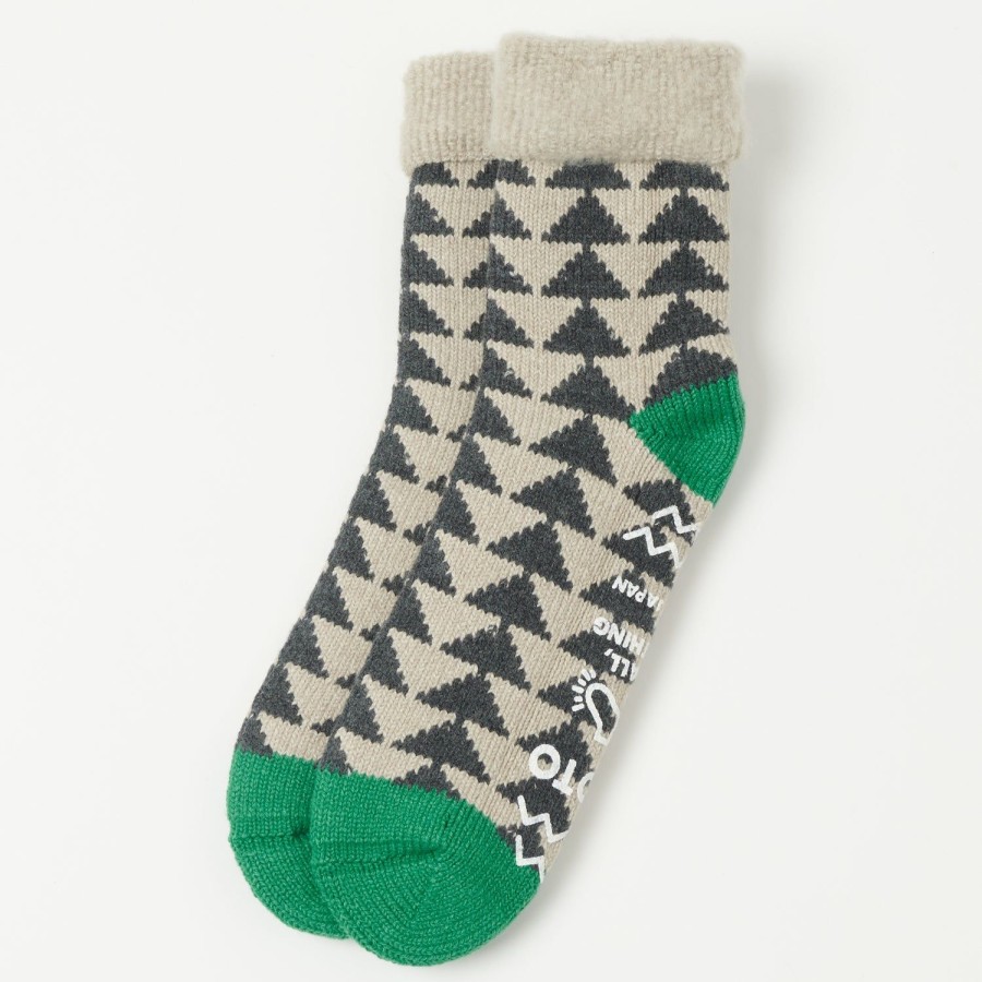 Accessories RoToTo | Rototo Sankaku Comfy Room Sock - Charcoal/Green