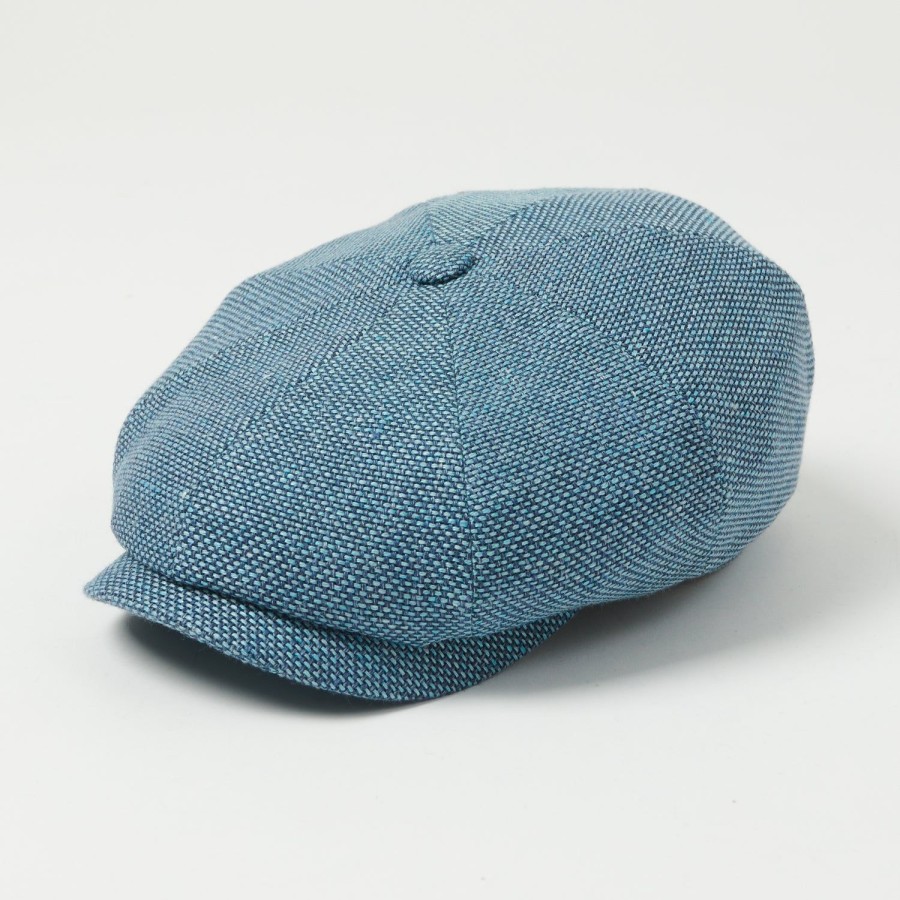 Accessories Stetson | Stetson Hatteras 'Ellington' Virgin Wool/Linen Flat Cap - Ocean Blue Mottled