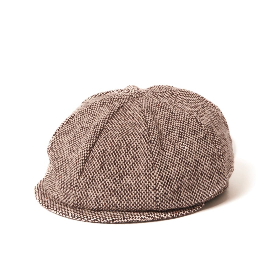 Accessories Crown Cap | Crown Cap 1-235P Wool News Boy Cap - Brown Salt & Pepper