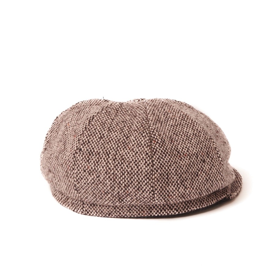 Accessories Crown Cap | Crown Cap 1-235P Wool News Boy Cap - Brown Salt & Pepper