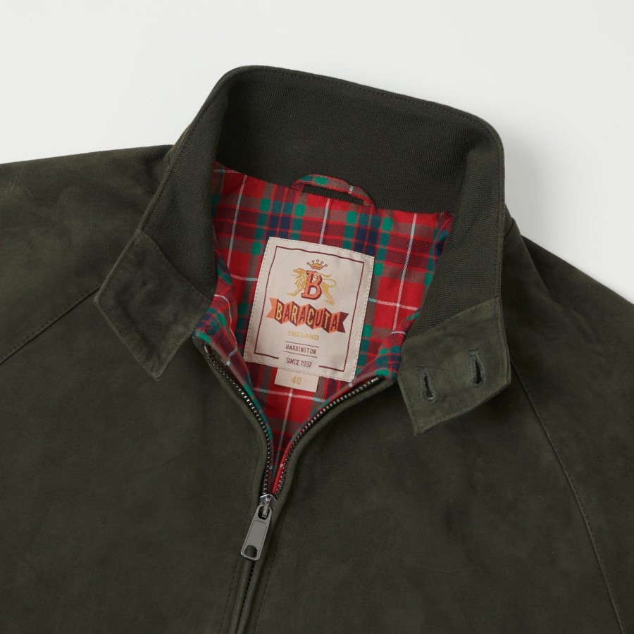 Clothing Baracuta | Baracuta G9 Suede Harrington Jacket - Green