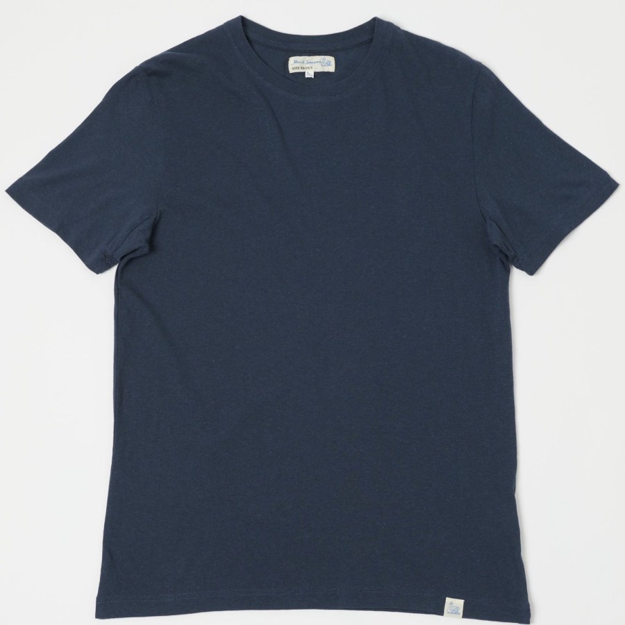 Clothing Merz b. Schwanen | Merz B. Schwanen Ct02Vj Crew Neck Tee - Denim Blue