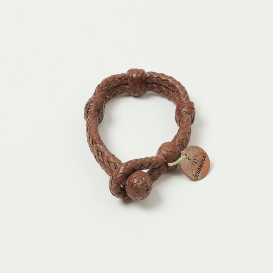 Accessories Chamula | Chamula Double Round Leather Bracelet - Brown