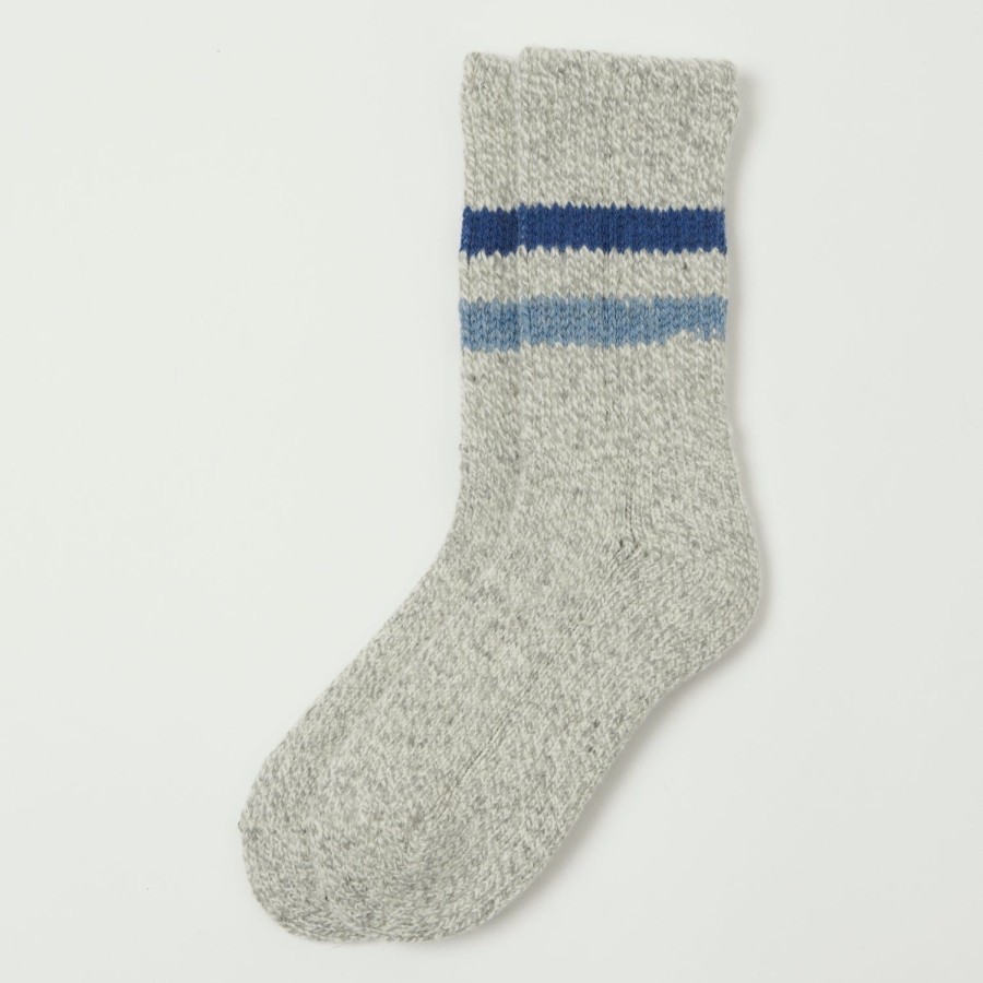 Accessories RoToTo | Rototo Retro Winter Outdoor Sock - Grey/L. Blue/D. Blue