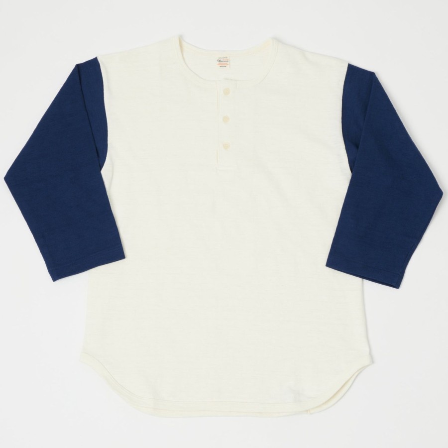 Clothing Warehouse & Co | Warehouse 4058 Baseball Henley - Cream/Navy