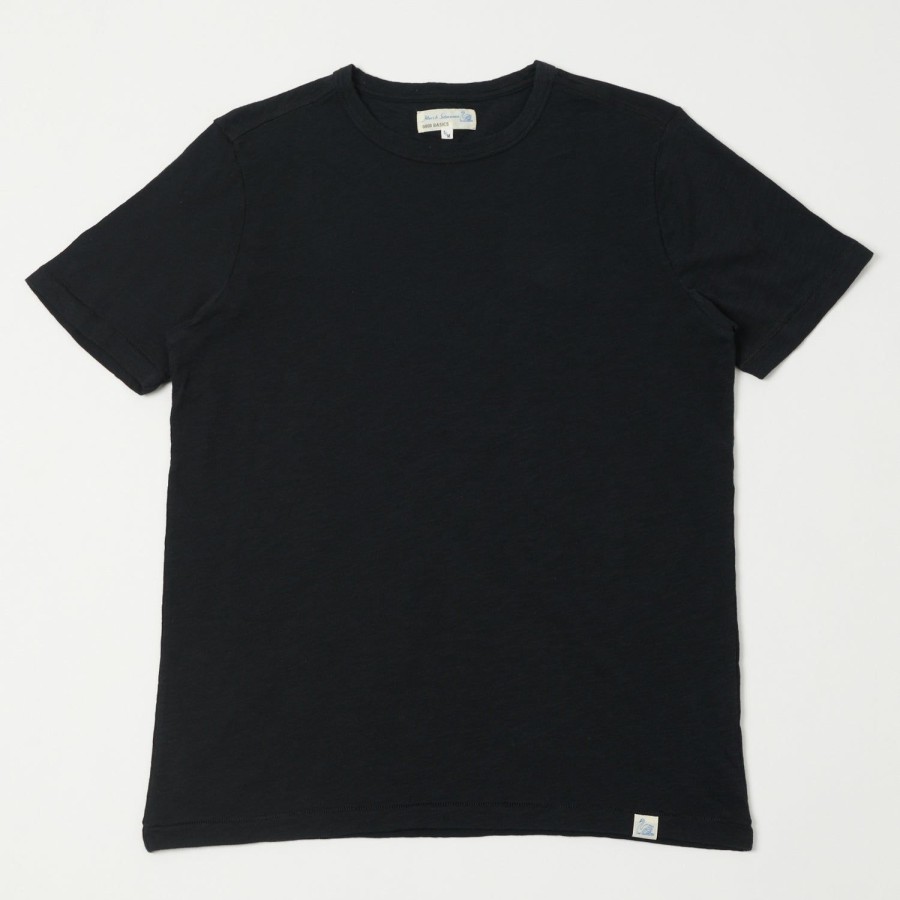 Clothing Merz b. Schwanen | Merz B. Schwanen Sct04 Pima Slub Cotton Tee - Deep Black