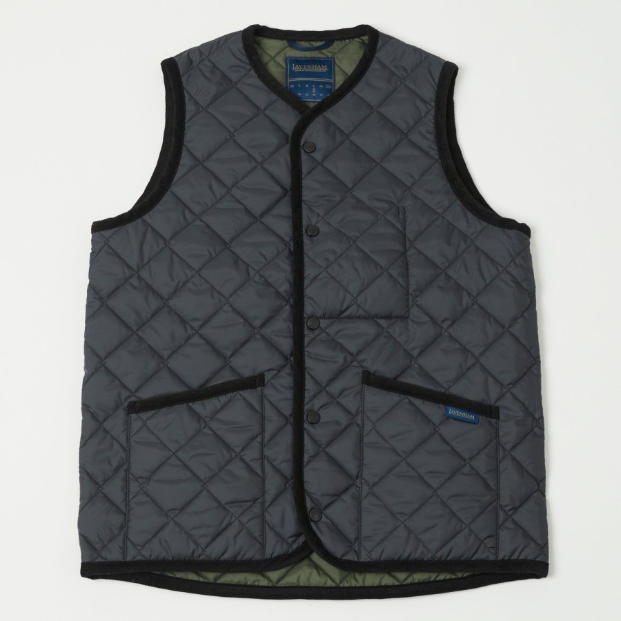 Clothing Lavenham | Lavenham Thornham Quilted Gilet - Lamp Black/Olive Green