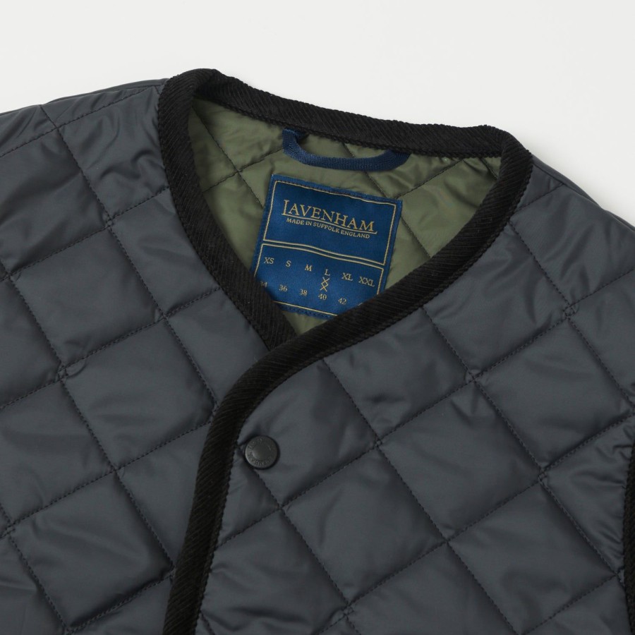 Clothing Lavenham | Lavenham Thornham Quilted Gilet - Lamp Black/Olive Green