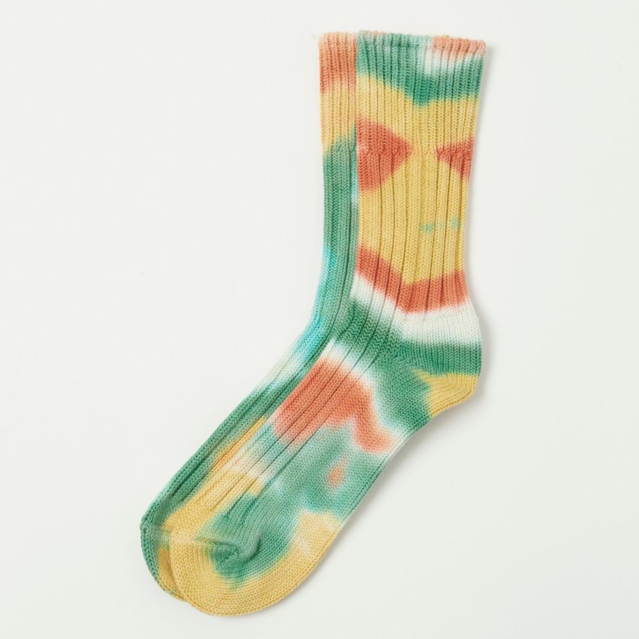 Accessories RoToTo | Rototo 'Tie Dye' Chunky Ribbed Crew Sock - L. Red/Green/Yellow