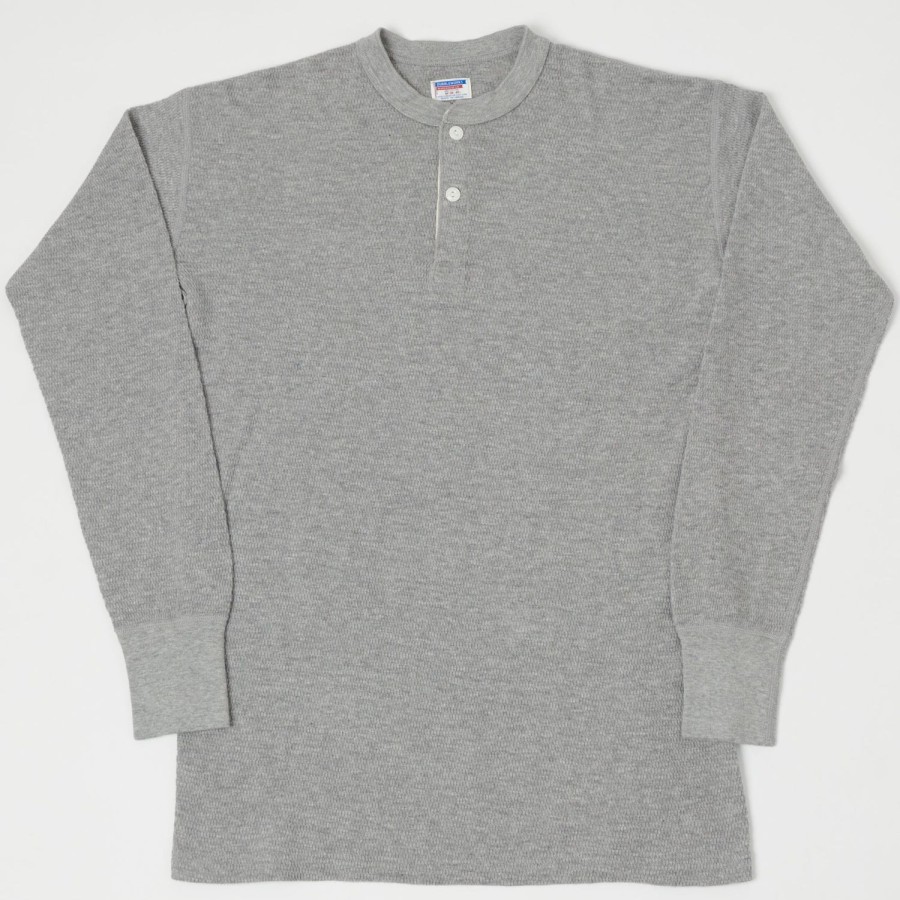 Clothing Dubbleworks | Dubbleworks Thermal Henley - Heather Grey