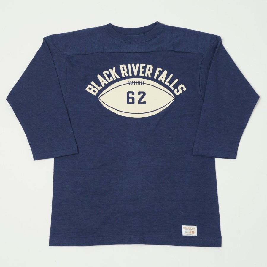 Clothing Warehouse & Co | Warehouse 4063 'Black River Falls' 3/4 Sleeve Football Tee - Navy