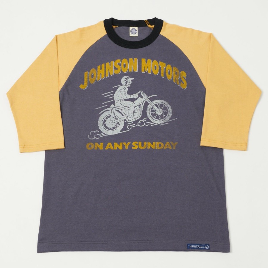 Clothing TOYS McCOY | Toys Mccoy 'Johnson Motors' 3/4 Baseball Tee - Off Navy/Yellow