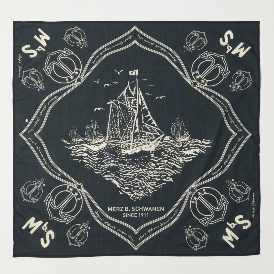 Accessories Merz b. Schwanen | Merz B. Schwanen 'Good Basics' Cotton Bandana - Charcoal