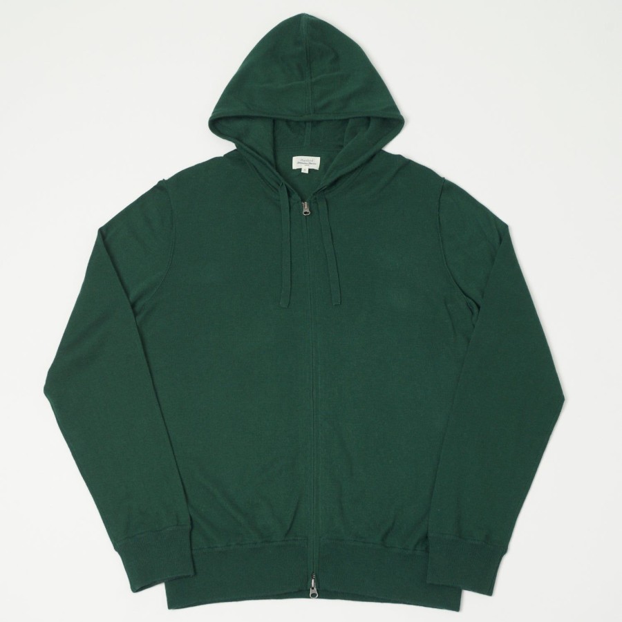 Clothing Hartford | Hartford Lightweight Knitted Cotton Hoodie - Forest