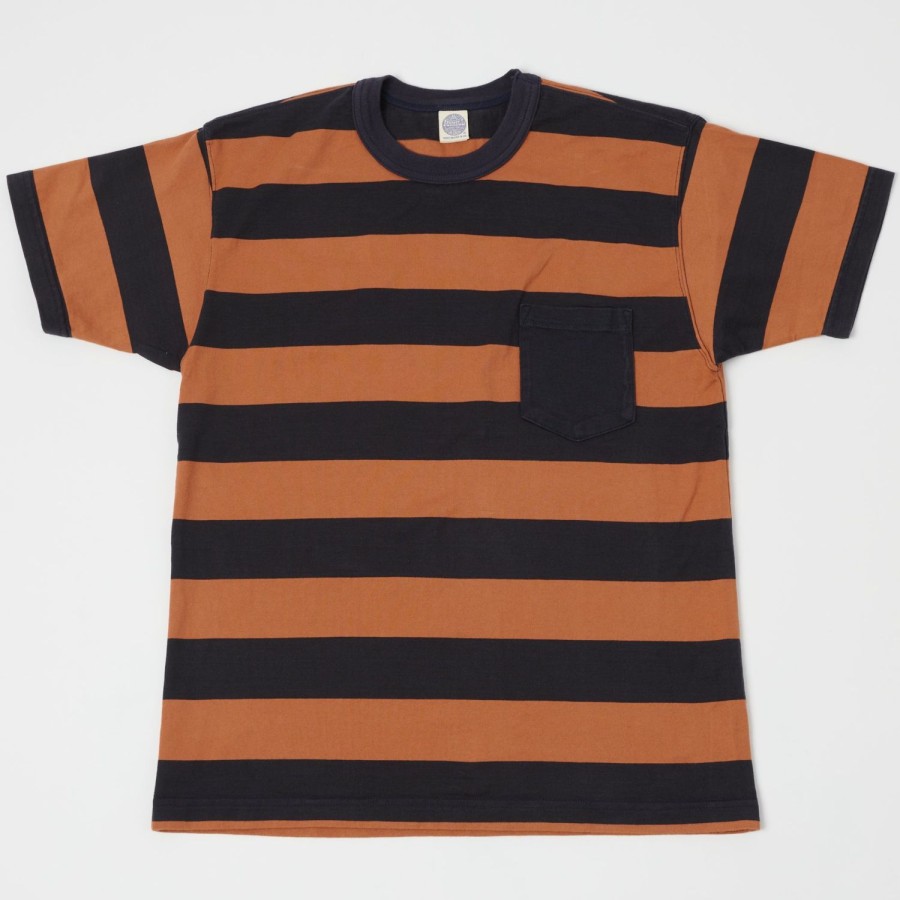 Clothing TOYS McCOY | Toys Mccoy Tmc2032 Bordered Stripe Pocket Tee - Carrot/Navy