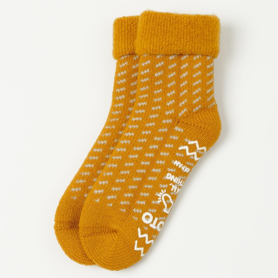 Accessories RoToTo | Rototo Bird'S Eye Comfy Room Sock - Dark Yellow