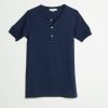 Clothing Merz b. Schwanen | Merz B. Schwanen 207 Short Sleeve Henley - Ink Blue