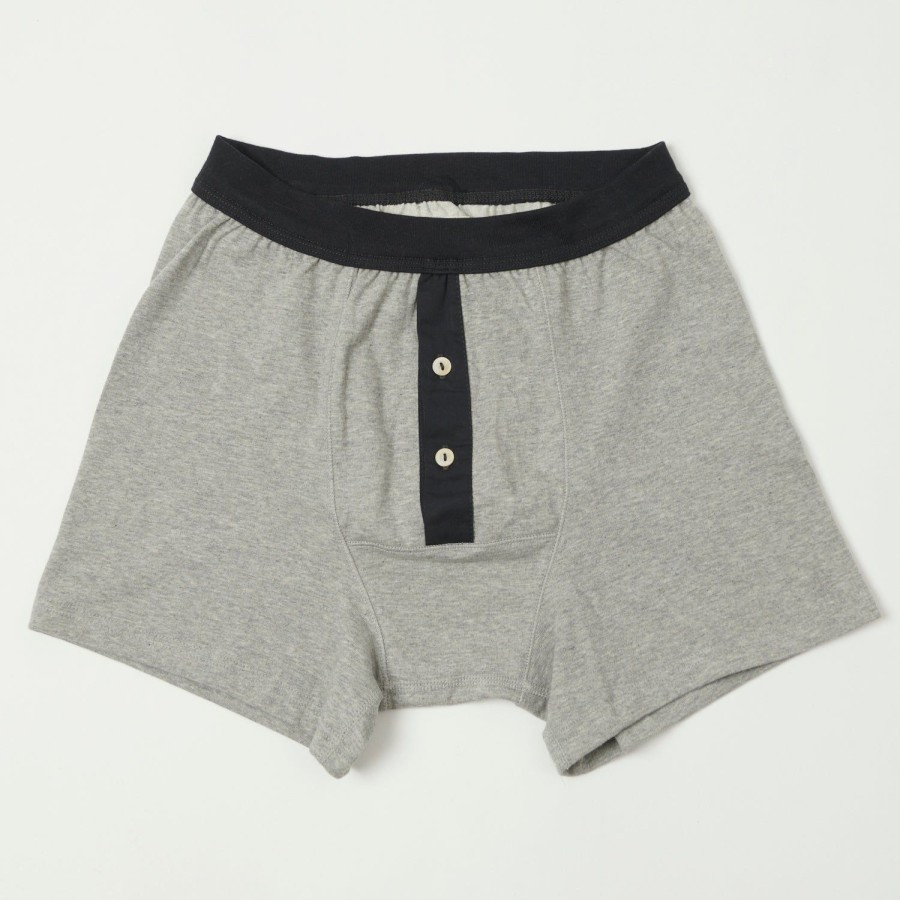 Clothing Merz b. Schwanen | Merz B. Schwanen 255 Button Fly Boxer - Grey Melange