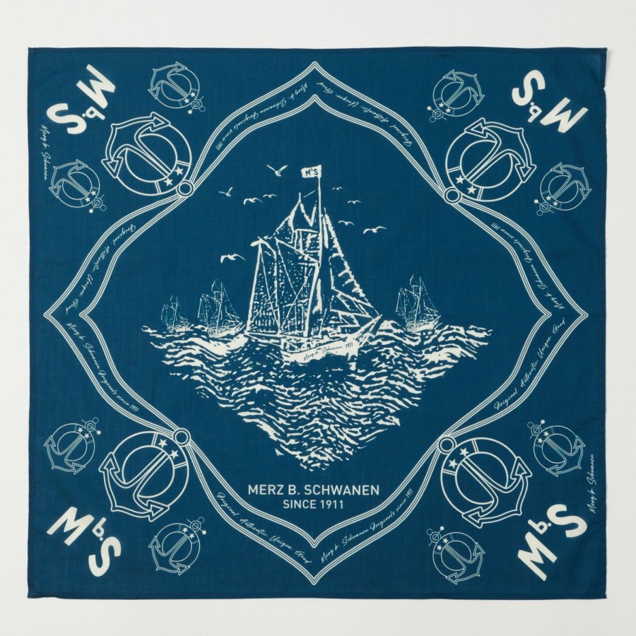 Accessories Merz b. Schwanen | Merz B. Schwanen 'Good Basics' Cotton Bandana - Ink Blue